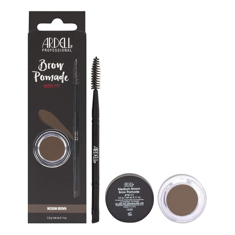 Brow Pomade - Medium Brown, Smudge-Proof Long-Lasting Eyebrow Makeup, with Dual-Ended Precision Brush and Spoolie for Defined and Natural Brows, 1 Pack