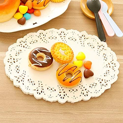 APSAMBR®-100 PCS 7.5 * 10.5 INCH Oval Shape Paper Lace Doilies Cake Decoration Liner for Wedding Birthdays Parties Table Mats (Color : White ; Shape :Oval)
