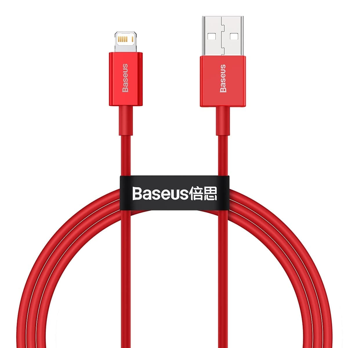 BaseusSuperior Series PD 2.4A USB to Lightning Fast Charging Cable, High-Speed 480Mbps Data Transfer Cable Compatible with iPhone 14 13 12 11 Pro Max XS XR X 8 7 6, iPad, Airpods & More (2M) – Red