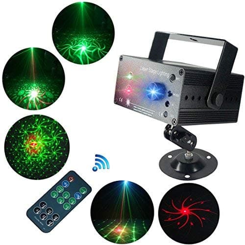 LED Stage Laser Lights,SAHAUHY 3 Sources Lens 48 Patterns Sound Activated Auto with Remote Control (Laser Lights)