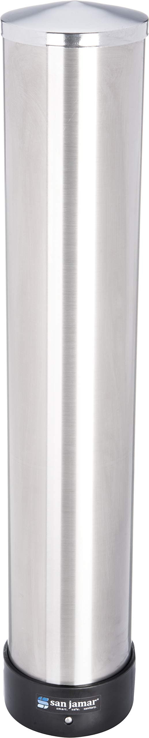 San Jamar C3400P 12-24 oz Stainless Steel Pull Type Beverage Cup Dispenser with Removable Cap