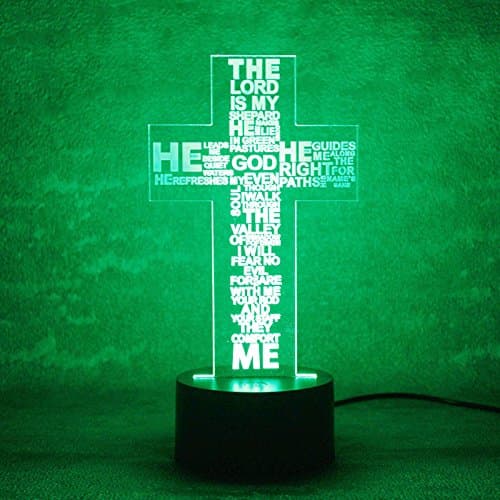 3D God Cross Jesus Night Light Table Desk Optical Illusion Lamps 7 Color Changing Lights LED Table Lamp Xmas Home Love Birthday Children Kids Decor Toy Gift