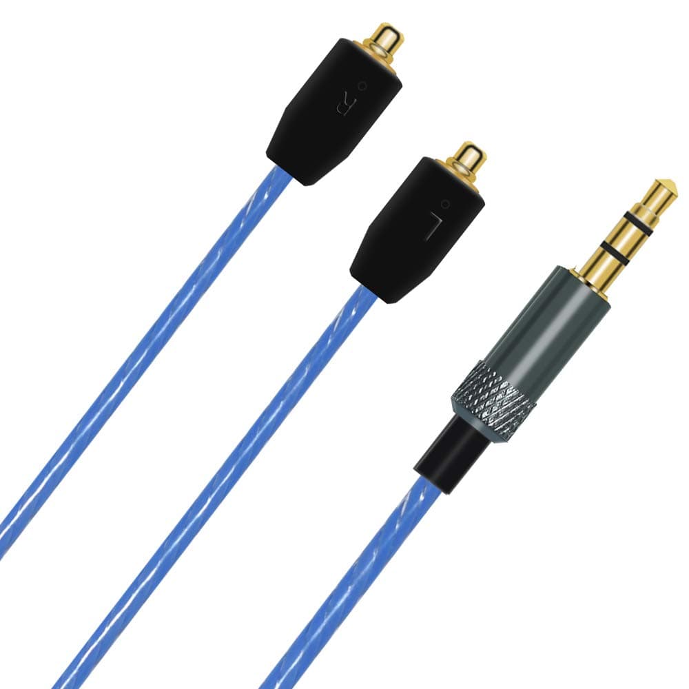 MMCX Replacement Headphone Cable, TPE Headphone Extension Cable with 3.5mm Plug Compatible with TIN Audio T2 T3 T2 PRO KBEAR F1 Yinyoo PRO HQ5 HQ6 Shure SE215 SE535 UE900 (Blue No MIC)