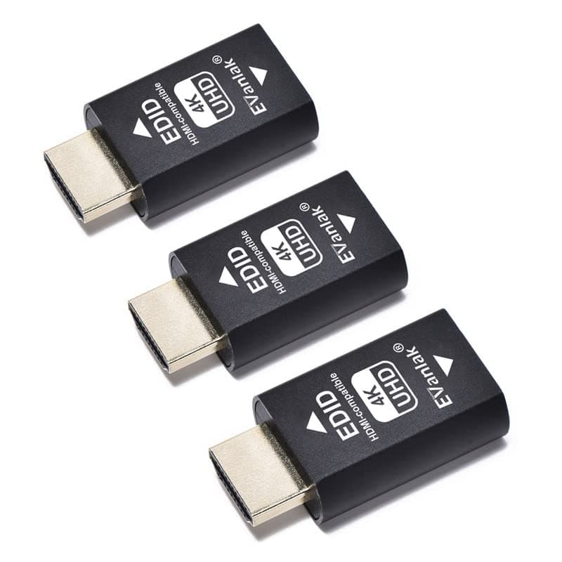 Hdmi Edid Emulator Passthrough Eliminated Emulator Adapter 3rd Generrtion Work with Mac Thunderbolt to HDMI Switches/Extender/AV Receiver/Video Splitters 4k- 3840x2160@60Hz-3pack