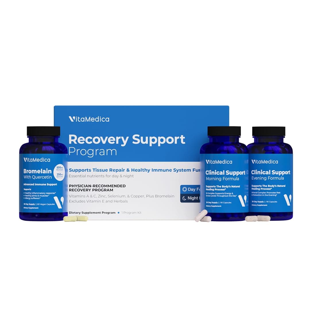 Clinical-Grade Post Surgery Recovery Support Supplement Program, Comprehensive, Physician-Designed Formulation to Support Healing with Vitamins, Minerals, Antioxidants, Bromelain and Quercetin