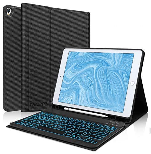 iPad 10.2 8th Gen 2020 Keyboard Case, for iPad 10.2 8th Gen 2020 /7th Gen 2019/10.5 2017/Air 3, IVEOPPE 7 Colors Backlit Bluetooth Detachable Keyboard Smart Leather Folio Slim Cover (Black)