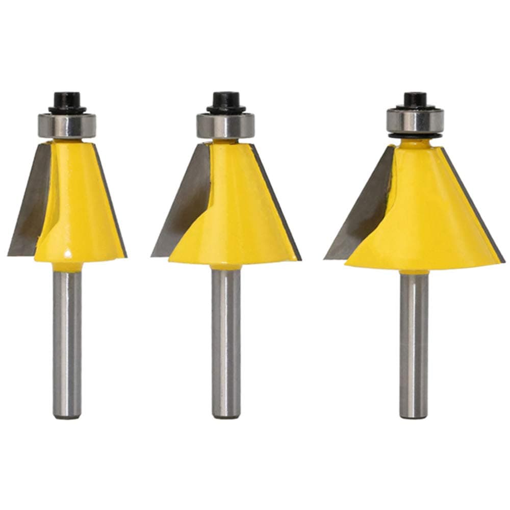 Wolfride 3Pcs Chamfer Router Bit Set 1/4 Inch Shank Bevel Router Bits 15 22.5 30 Degree
