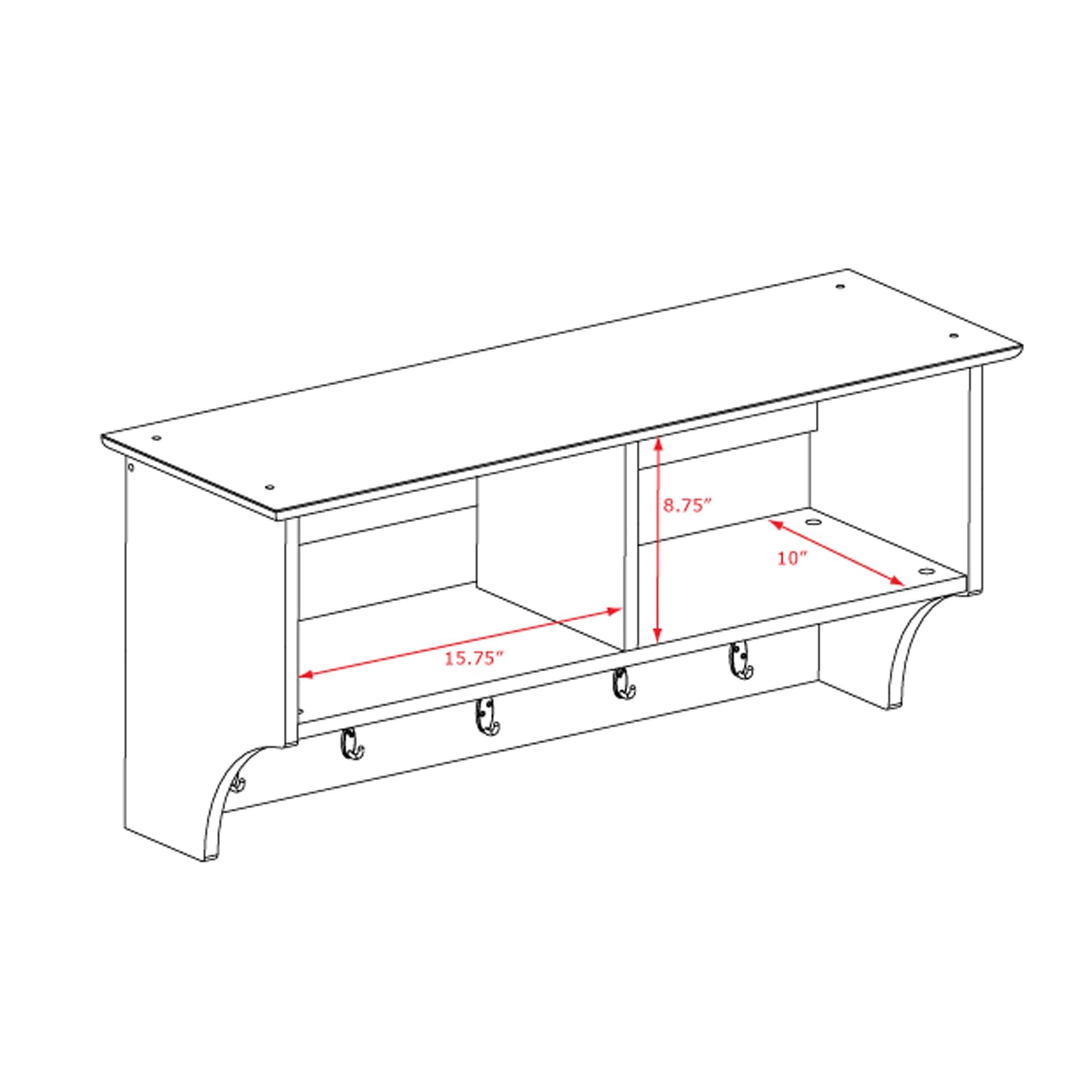 Prepac 36" Hanging Entryway Shelf, White