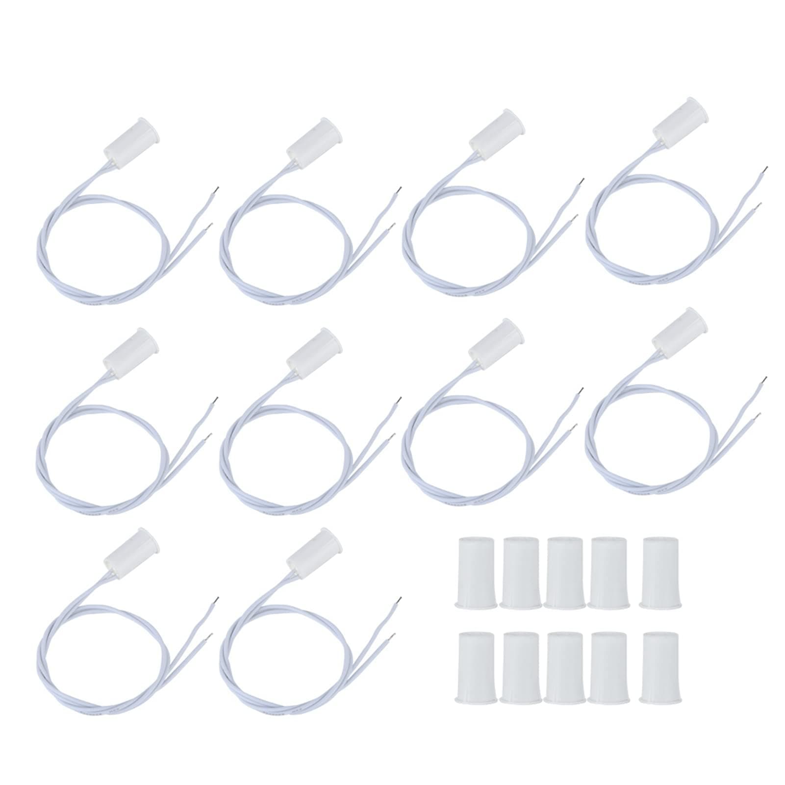 Cryfokt 10 Sets Wired Door Window Sensor, Magnetic Reed Switch Wired Window Door Sensor for Access Control Replace Home Alarm System, Safe NC Recessed Security Alarm