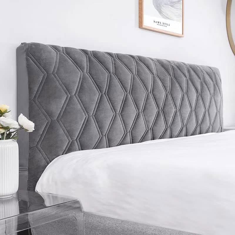 uyeoco Stretch Bed Headboard Slipcover,Solid Color Quilting Bed Head Cover, Dustproof Protector Cover For Bedroom Decor For Full Queen California Large King (Color : Dark gray, Size : 130cm)