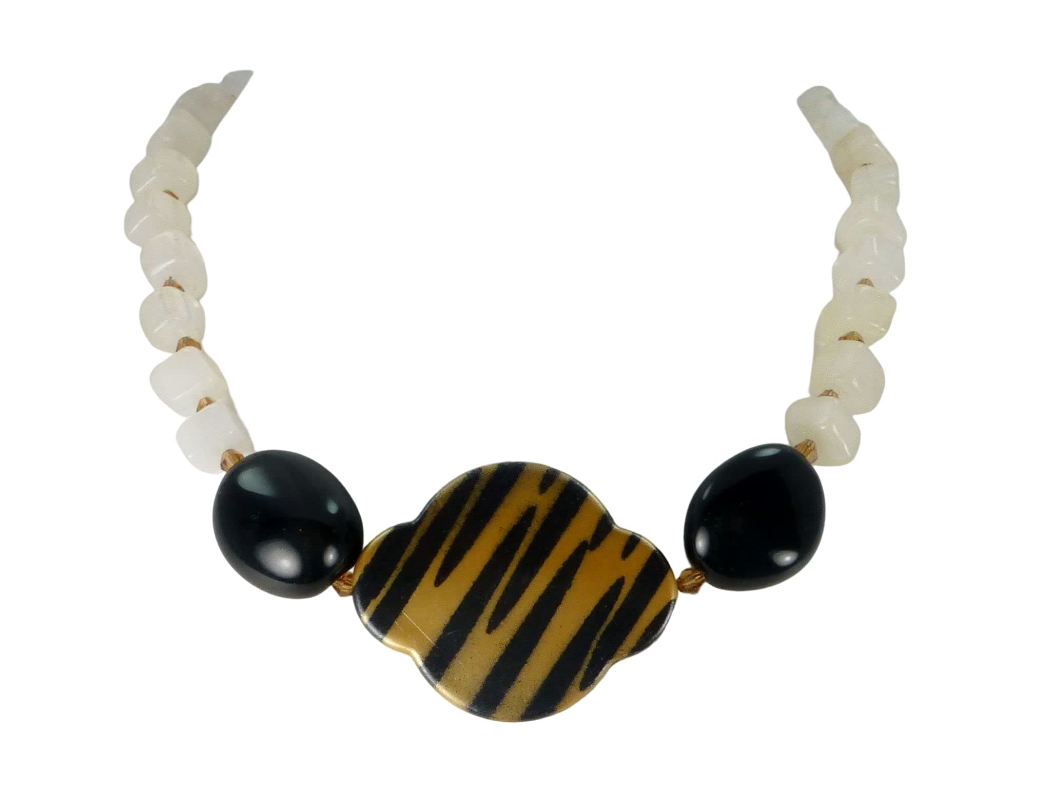 Black Brown White Tiger Stripe Necklace -16