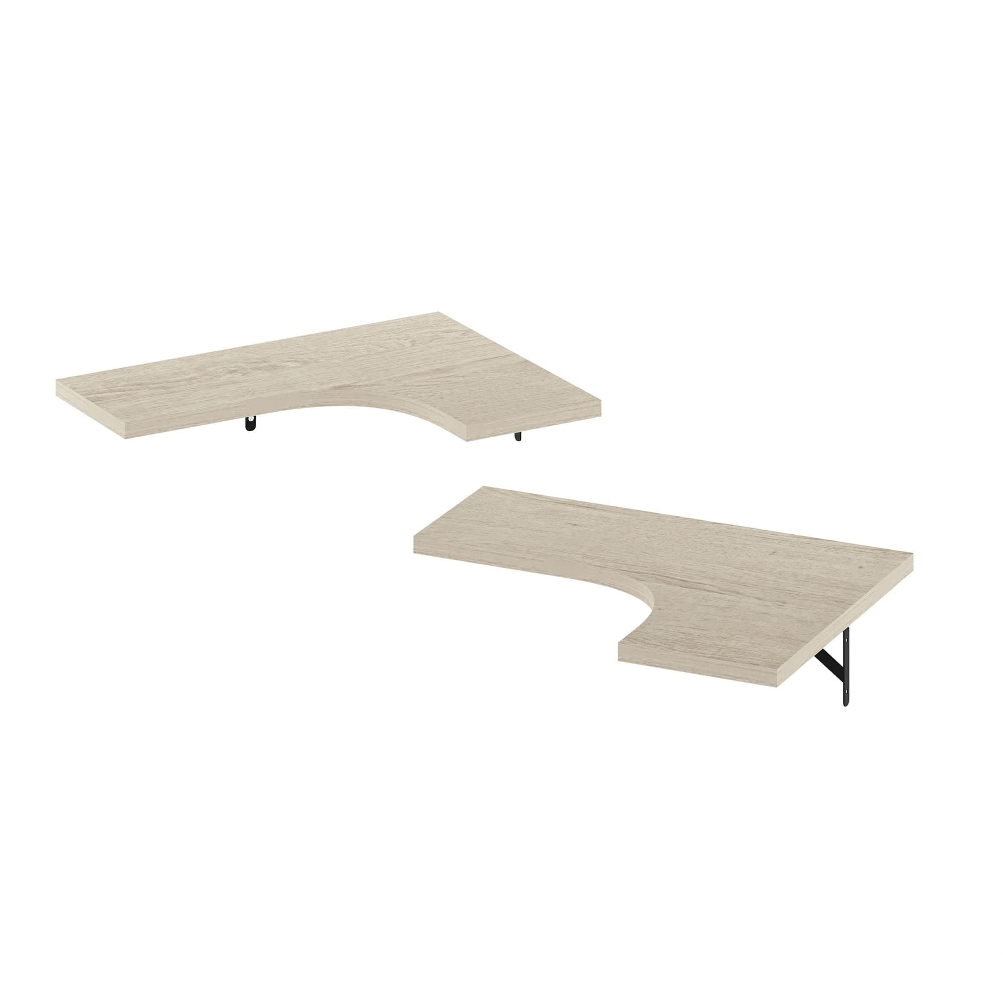 Furinno Wall Mounted Corner L-Shape Floating Display Shelves, Engineered Wood, Metropolitan Pine, Set of 2