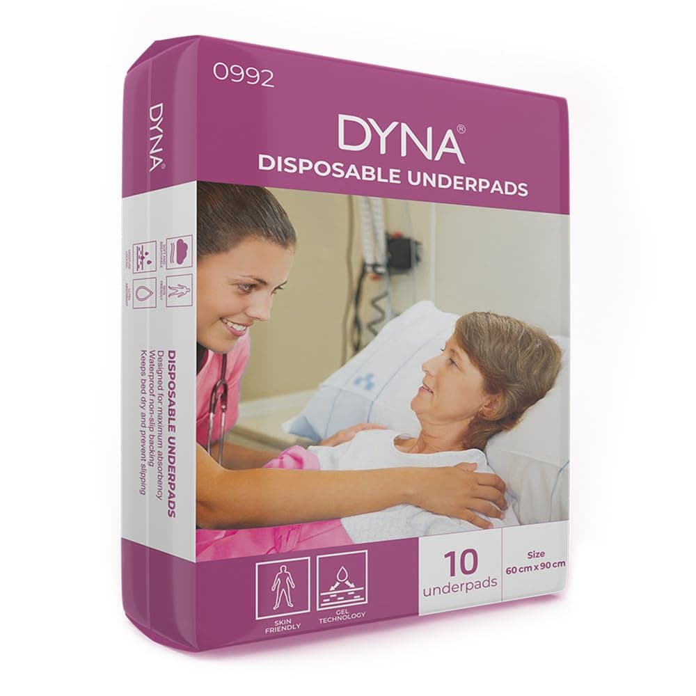 Dyna Disposable Underpad | Size 60cm X 90cm | Superior Absorbency | Leak-Proof | Soft | 1 Pack (10 Pieces)