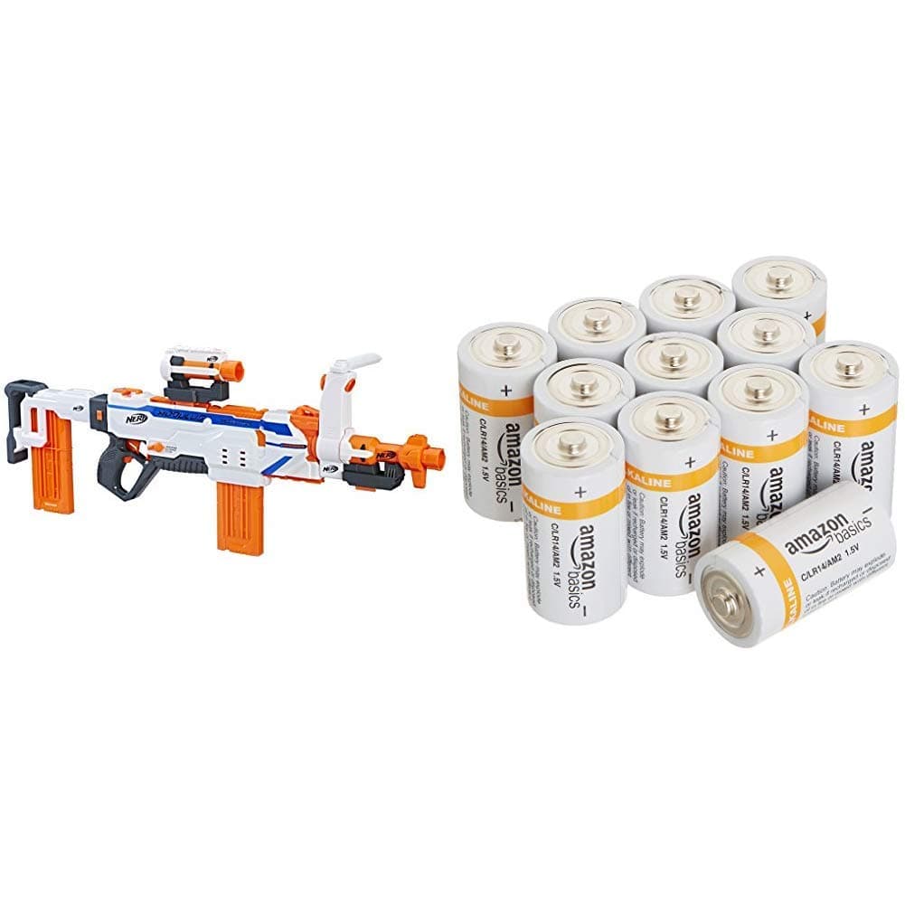 NERF Modulus Regulator & Amazon Basics C Cell Alkaline Batteries [Pack of 12]