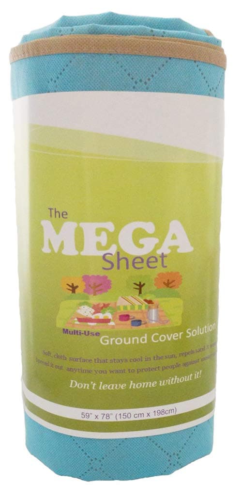 Multi-Purpose Ground Cover Picnic Mat Blanket Reversible Tan/Light Blue