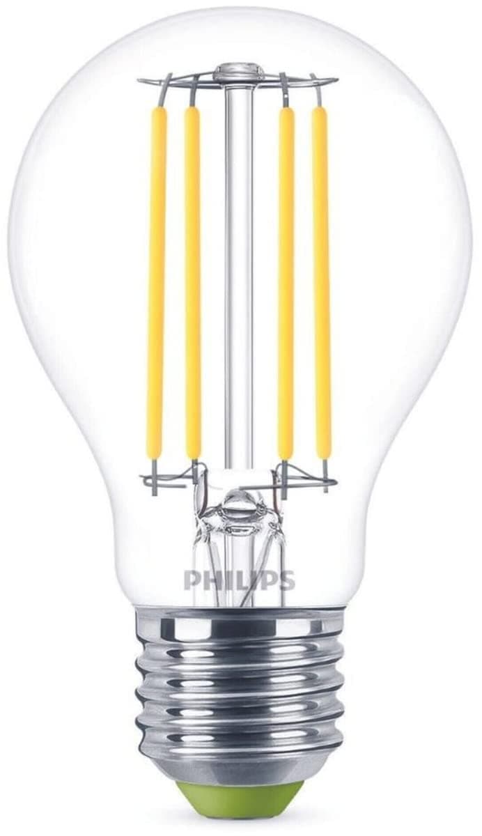 Philips LED Ultra Efficient Light Bulb A Label Energy Rating [Cool White 4000K - E27 Edison Screw] 40W A60 Clear. for Indoor Home Lighting.