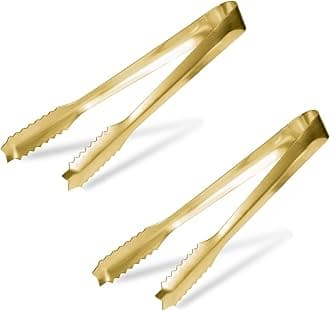 WAFJAMF Ice Tongs for Bucket,7 Inch Bar Serving Tongs, 304 Stainless Steel,-Plated-for Party Kitchen Restaurant (2-Pack)