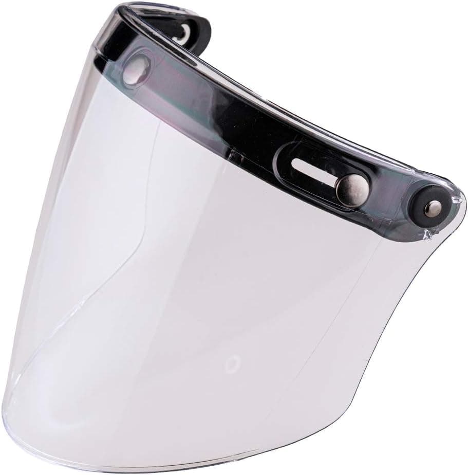 Universal 3-Snap Flip Up Visor Shield Lens for Retro Open Face Motorcycle Helmet (Clear)
