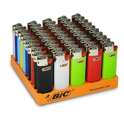 6 x Mini BIC Lighter Set J5 BIC Gas Lighters, Classic Design Size Assorted Colors, Flint Wheel Long Lasting Pocket Candle BBQ Lighter