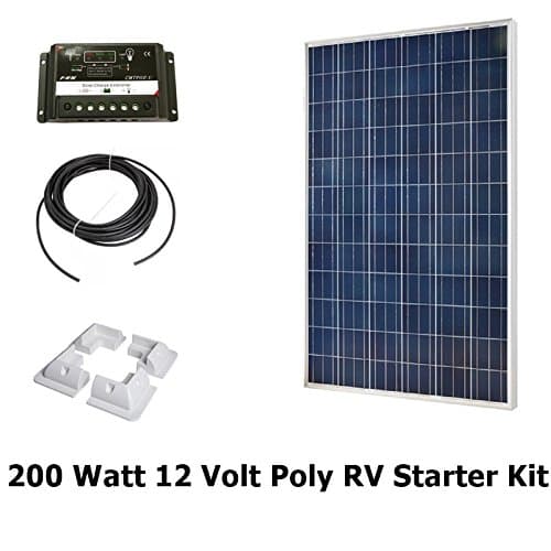 Infinium 200 Watt Solar Panel Complete Off-Grid RV Boat Kit 2 x 100 Watt + 30 AMP USB PWM Charge Controller + 30' Solar Cable + Drill Free Mounting Brackets