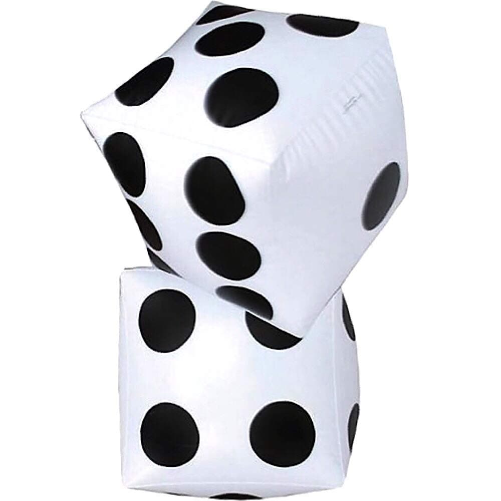 Jumbo Fun 24 Inch Giant Inflatable Dice (2pk) Extra Large Size, Vegas Casino Party Decoration, (2ft)