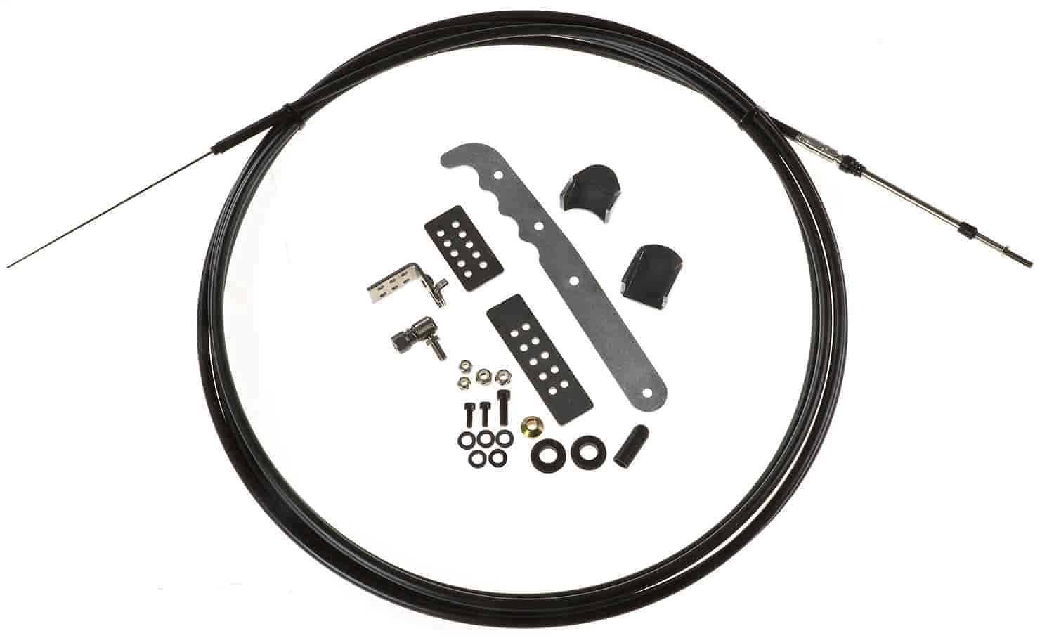 JEGS Parachute Release Cable Kit | Made In USA | Includes 18.5' Cable, 9.8" Handle, Quick Release Cable End, Hook Clip Cable Mount, Chassis Mounting Tabs, & Hardware