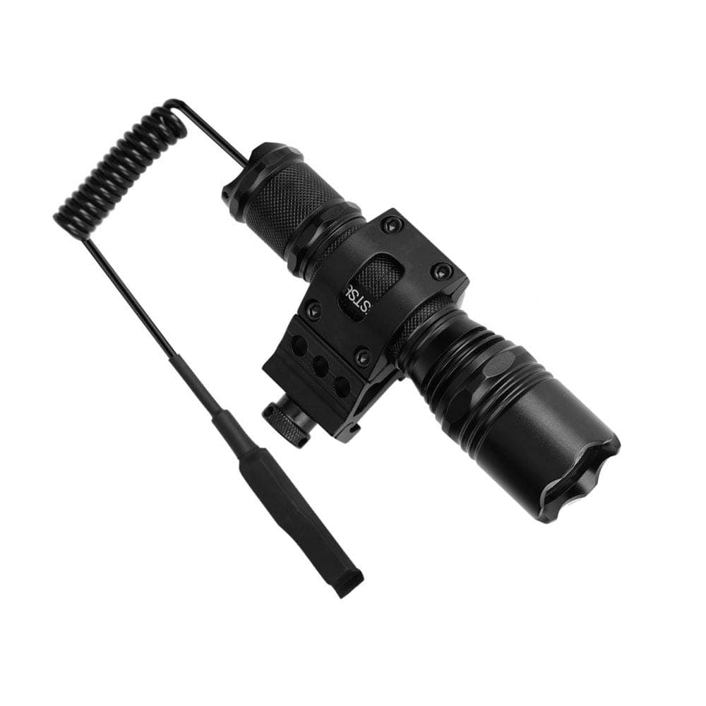 BESTSUN LED Torch Super Bright Tactical Flashlight Powerful Torches Waterproof Xm-L2 LED 1200 Lumen Rifle Hunting Light with Pressure Switch and Picatinny Rail Offset Mount (Battery not Included)