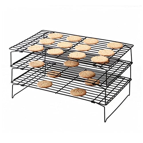 Yamde 3-Tier Stackable Cooling Rack - Baking Rack, Chef Quality 13.5 inch x 9.5 inch - Tight-Grid Design, Oven Safe, Roasting Wire Rack Fits Half Sheet Baking Pan for Cookies, Cakes Oven-Safe for Coo