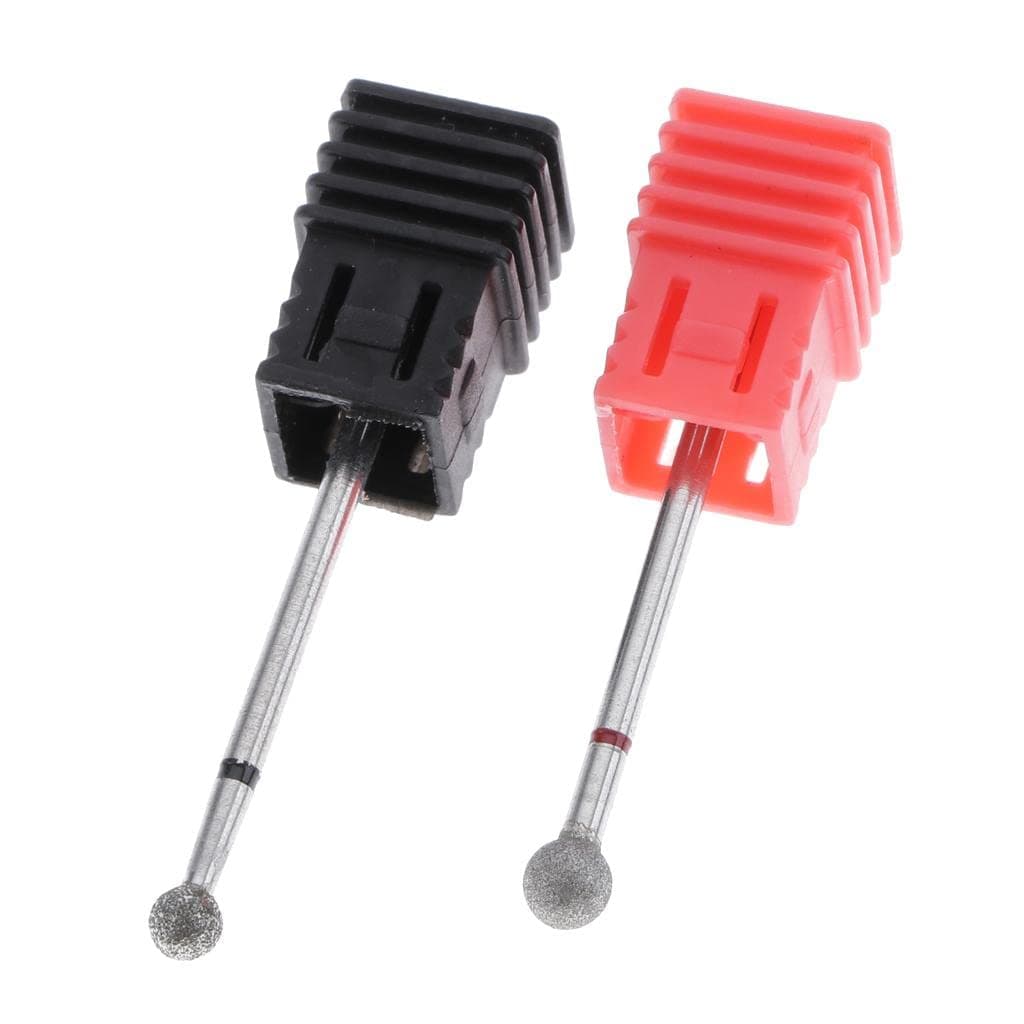 SAZ DEKOR 2x Nail Drill Bits Ball Head Diamond Rotary Burrs Cuticle Clean Manicure Bit