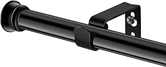 Small Curtain Rods for Windows 30" to 45" 5/8 Inch Standard Decorative Black Curtain Rod with Brackets Easy to Install for Bedroom Living room Kitchen (30",45")