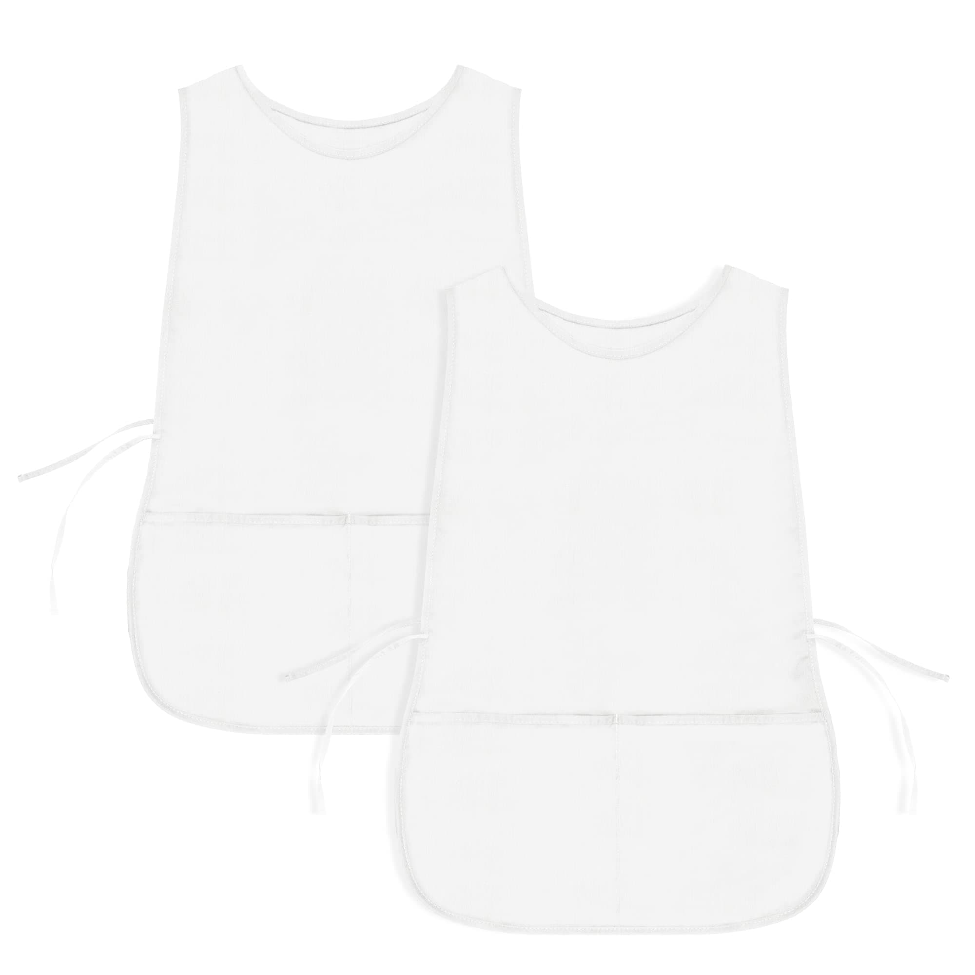 DALIX Cobbler Apron 2 Pockets Smock Regular 28.5" x 18.5" White (2 Pack)