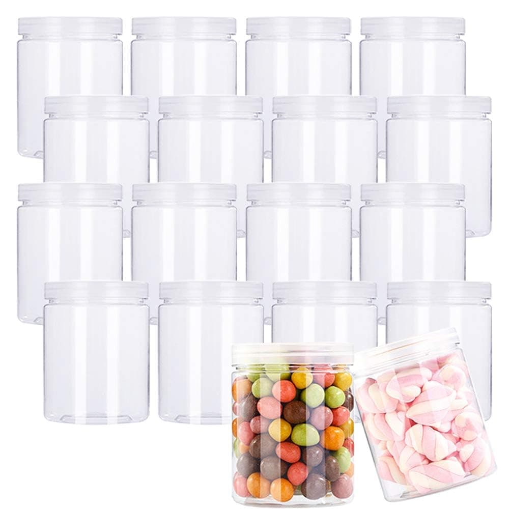 18 Pack 7.1oz Empty Clear Slime Containers, Round Plastic Cosmetic Jars with Lids,Transparent Storage Containers for Cosmetics, Lotions, Butters, Slime Making and Food Storage