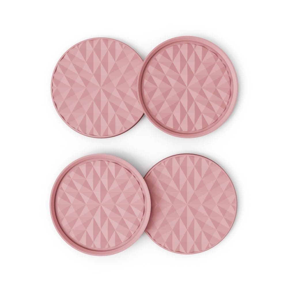 Silicone Coasters for Drinks[4 Pack]- Cup Mat for Tabletop Protection-Non-Slip, Non-Stick, Coffee Table Decor, Great Gift for Valentine's Day or Anniversary, Soft Pink