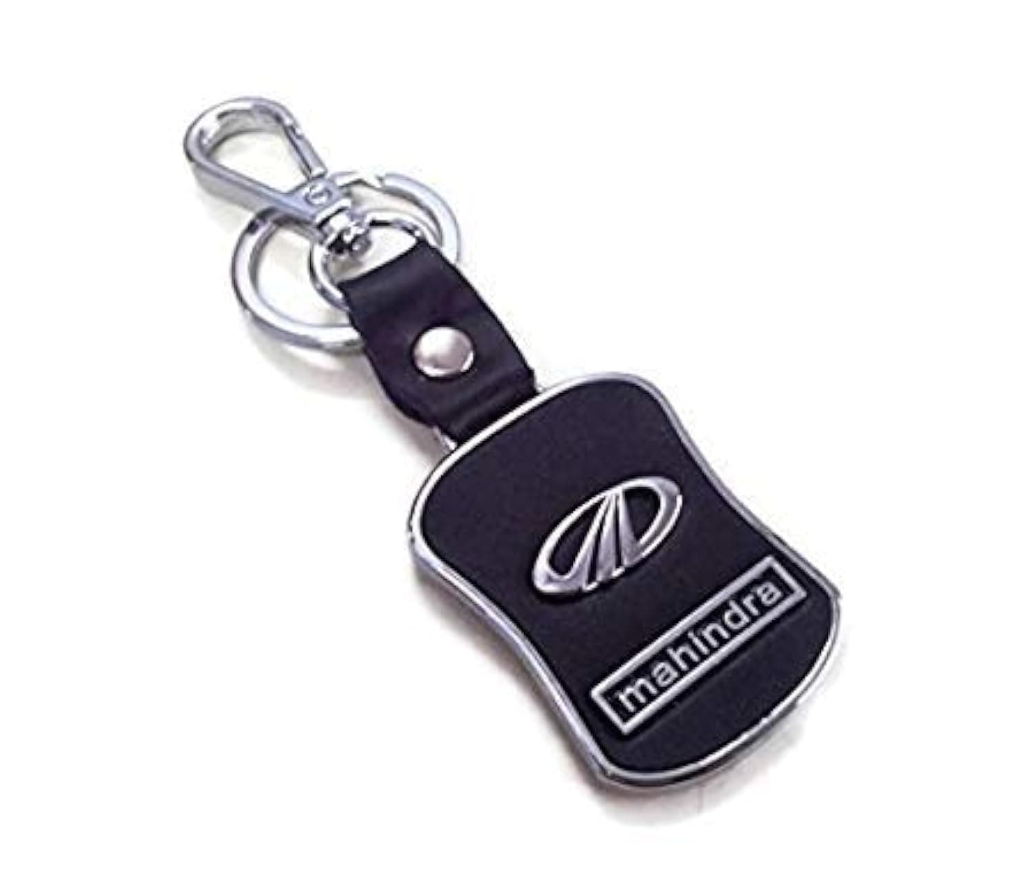 Techpro Imported Leather Key Chain/Key Ring With Chrome Car Logo, Black
