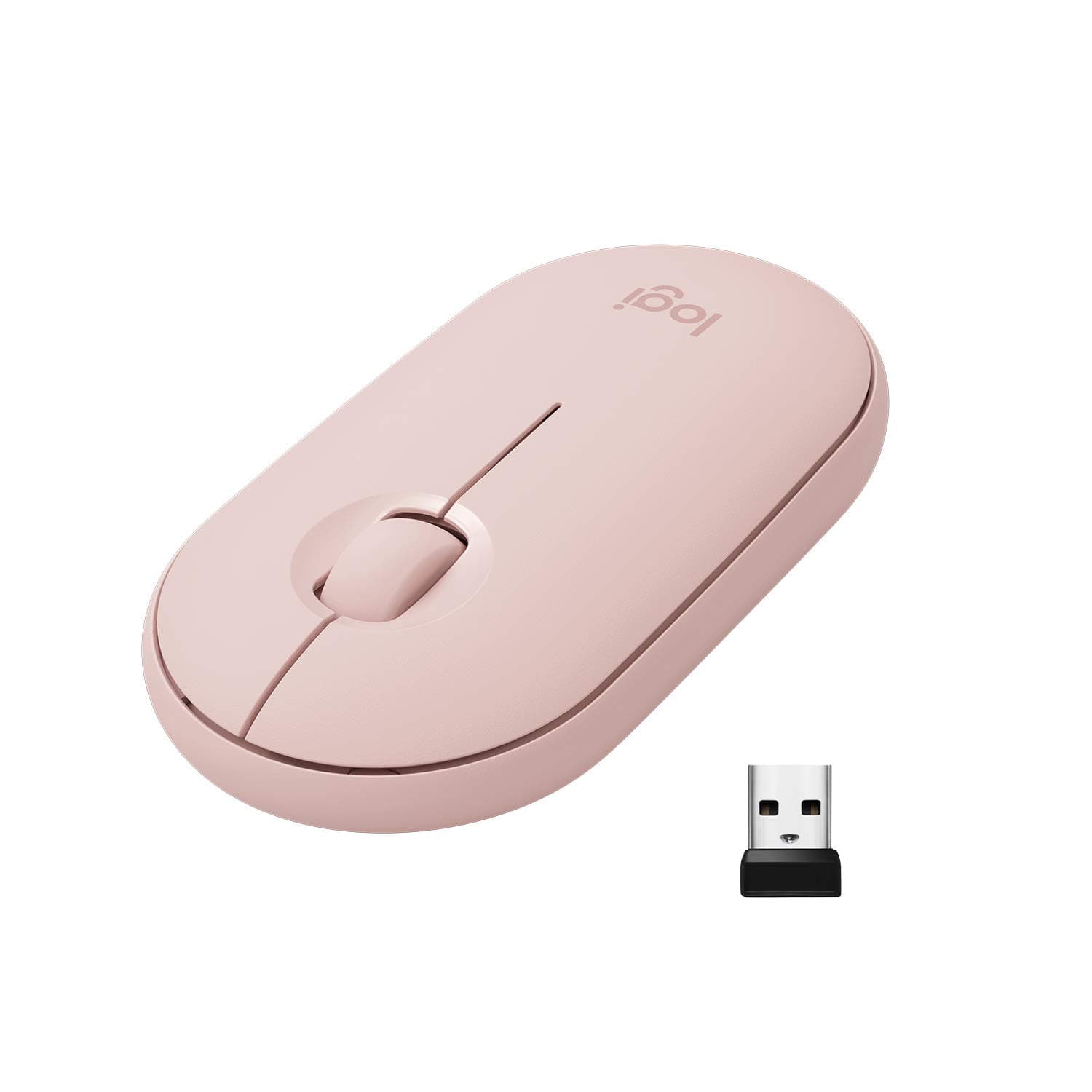Logitech Pebble Wireless Mouse with Bluetooth or 2.4 GHz Receiver - Pink Rose