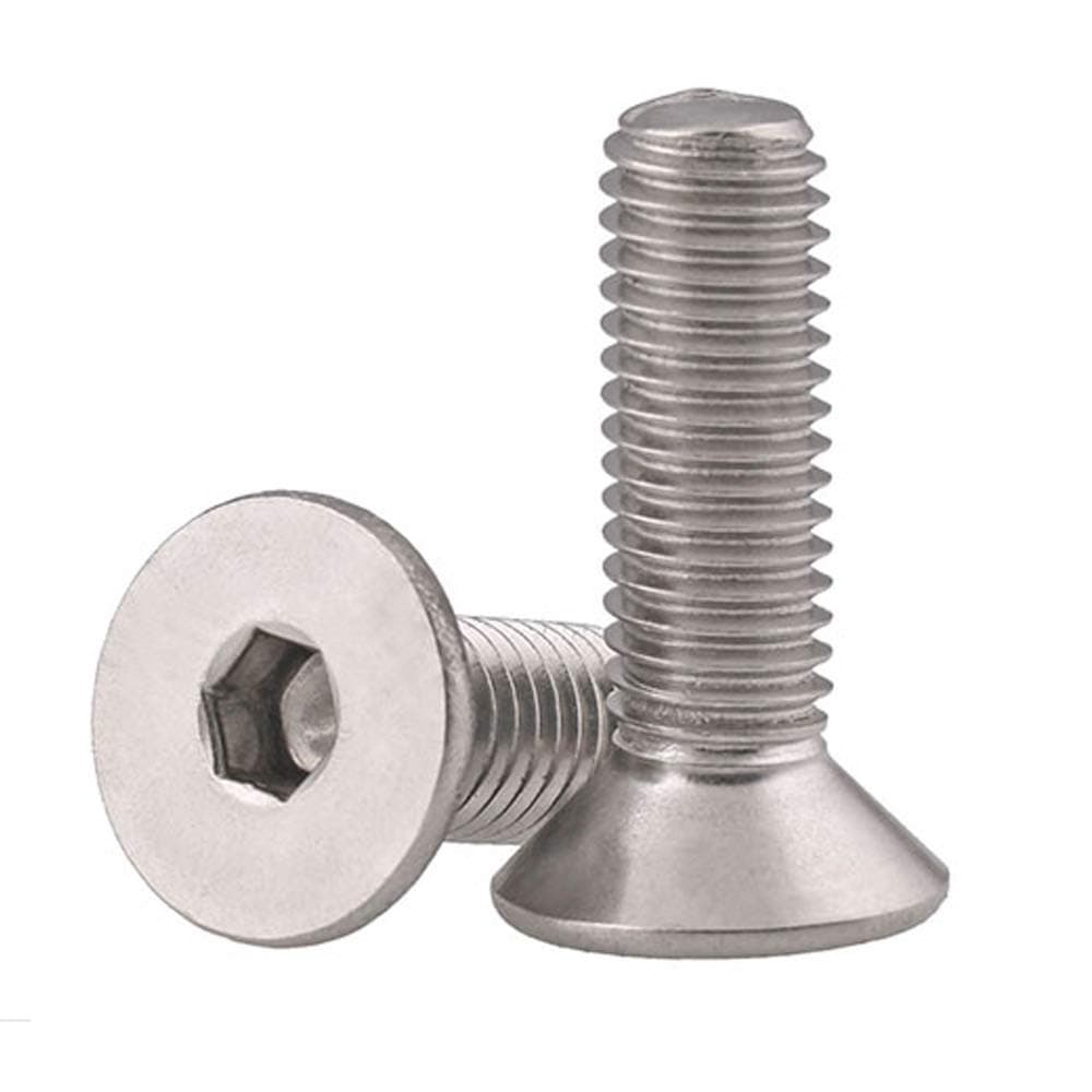 10-24 x 1" Flat Head Socket Cap Screws, Allen Socket Drive, Stainless Steel 18-8 (304), Fully Threaded, Bright Finish, 50 PCS