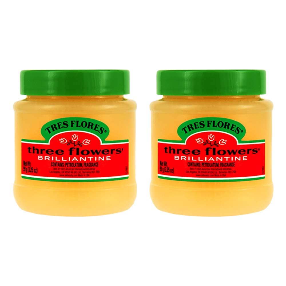 Three Flowers Solid Brilliantine Pomade, Men Hair Styling, 2 Pack