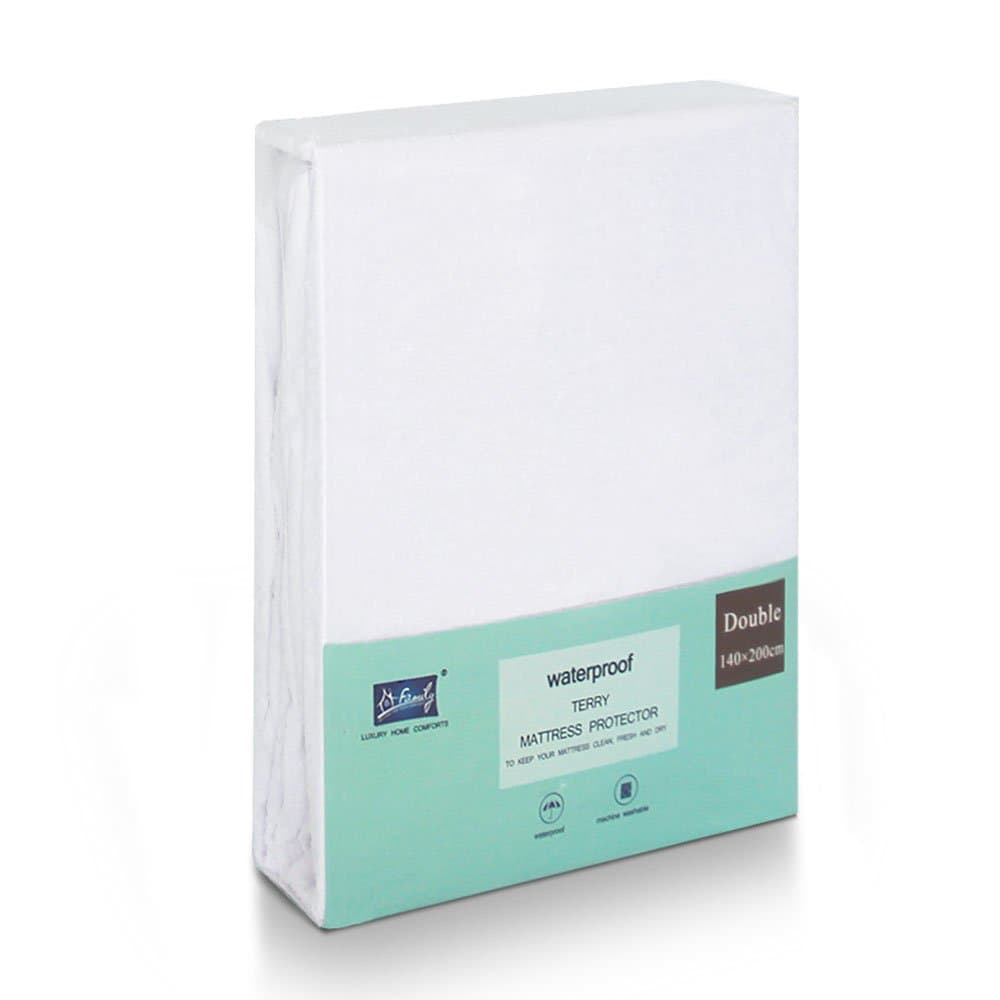 Family Bedding Waterproof Double Mattress Protector – Ultra-Soft Terry Towel Surface, Extra Deep Fitted Bed Cover, Super Absorbent & Machine Washable.