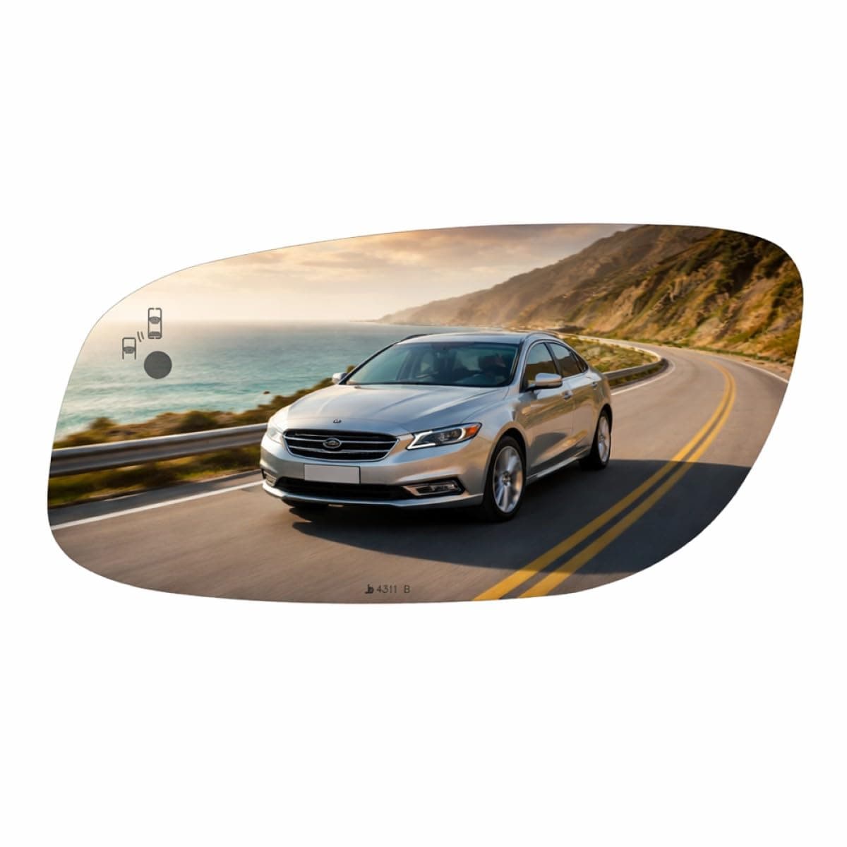 Burco 4311B Flat Driver Side View Non-Heated Mirror Glass with Blind Spot, OEM# DG1Z17K707B/AG1Z17K707DD, Fits Ford Taurus, Police Interceptor Sedan, Special Service Police Sedan, EC Fit Over