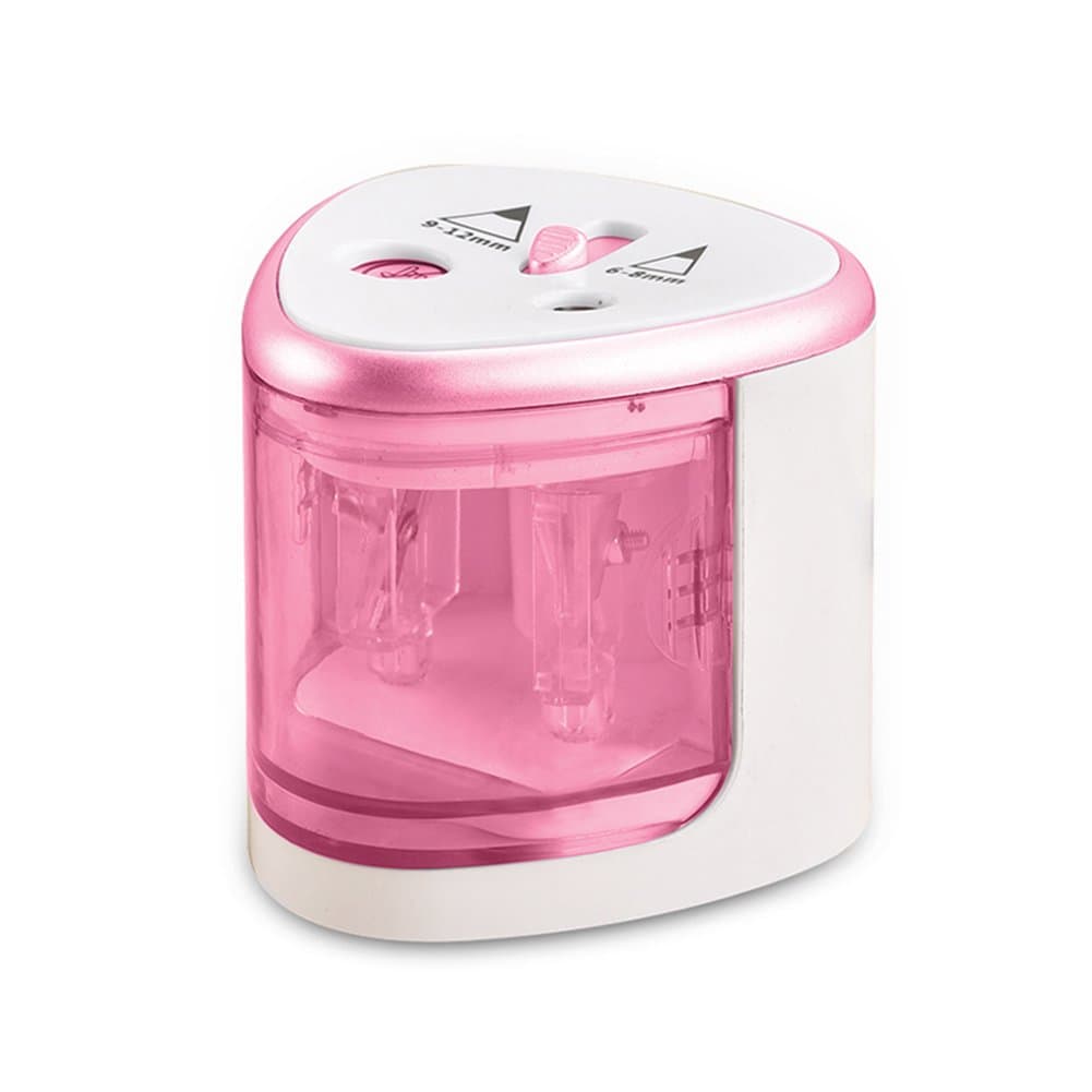 EzSos Electric Pencil Sharpener, Battery Operated Automatic Sharpener, Two Holes 6-8 MM and 9-12 MM for Colored Pencils Student and Artist Supplies (Pink)