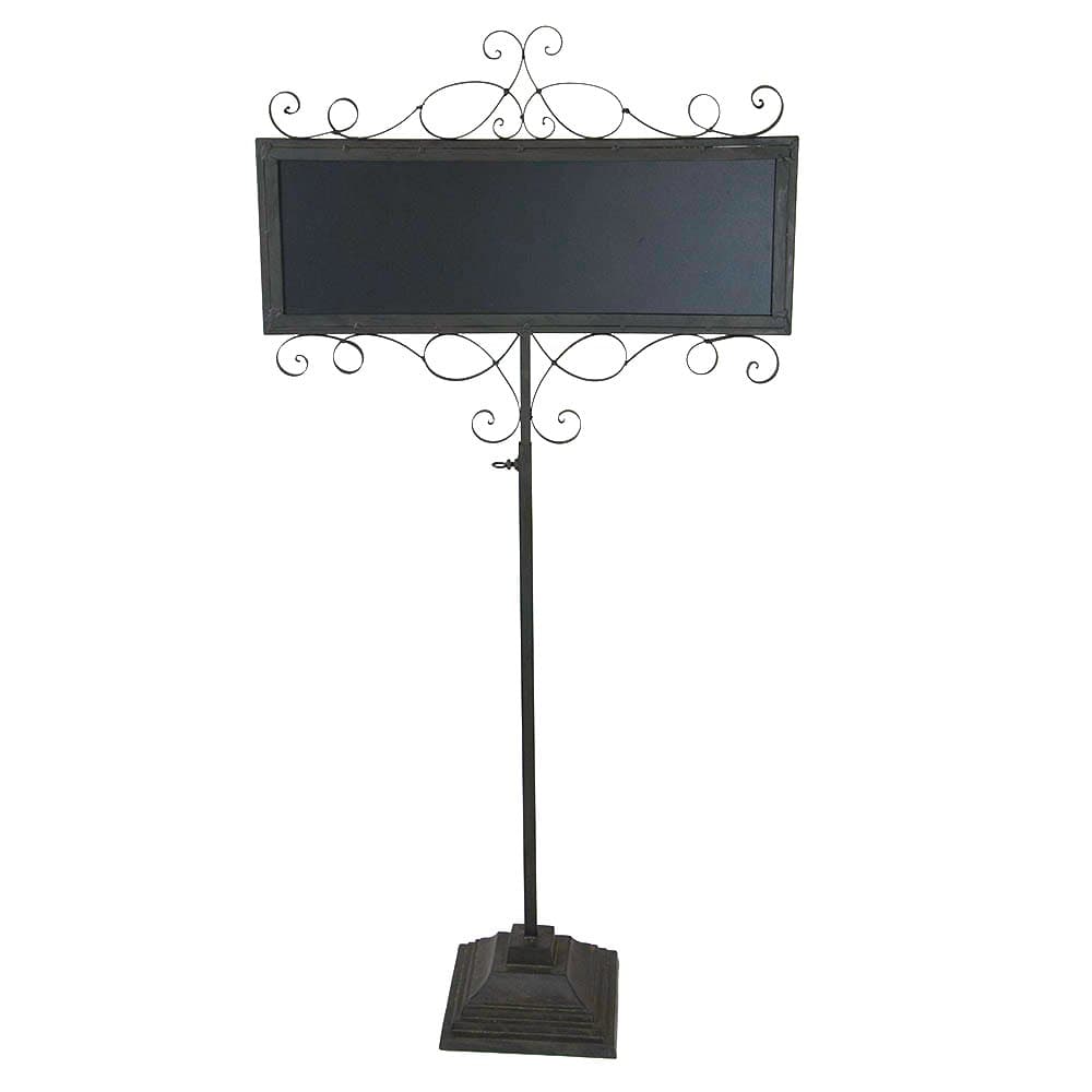 Two Sided Metal Chalkboard Sign, Free Standing Post, Adjustable Height, 3 – 5 feet, Wedding Venue Decor, Restaurant, Bistro & Cafe, (Black)