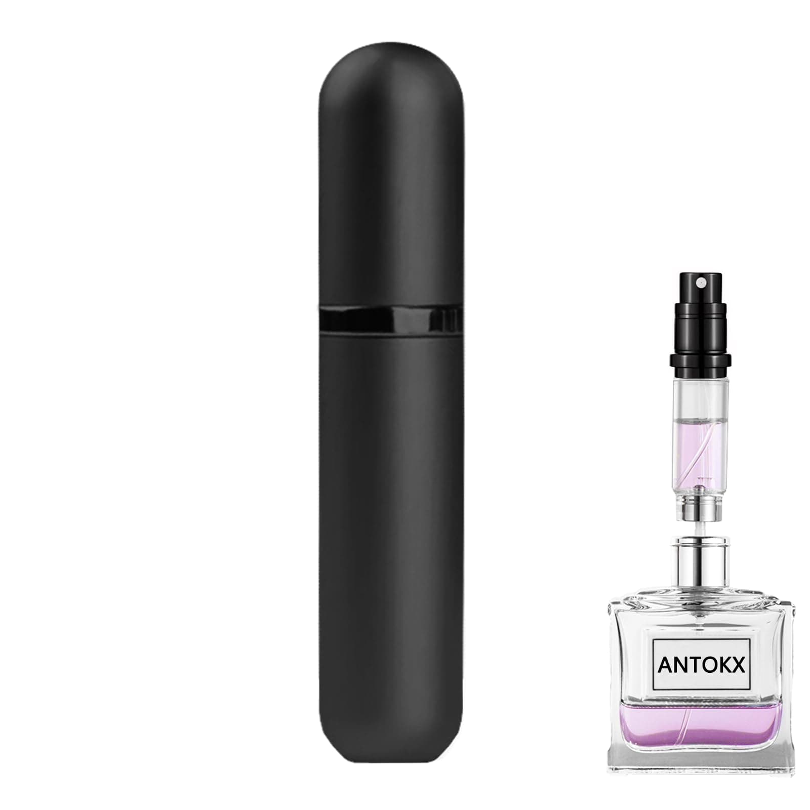 Travel Perfume Bottle Atomizer - 5ML Perfume Atomiser, Scent Pump Case, Leakproof Portable Perfume Sprayer for Women and Men (Black-1)