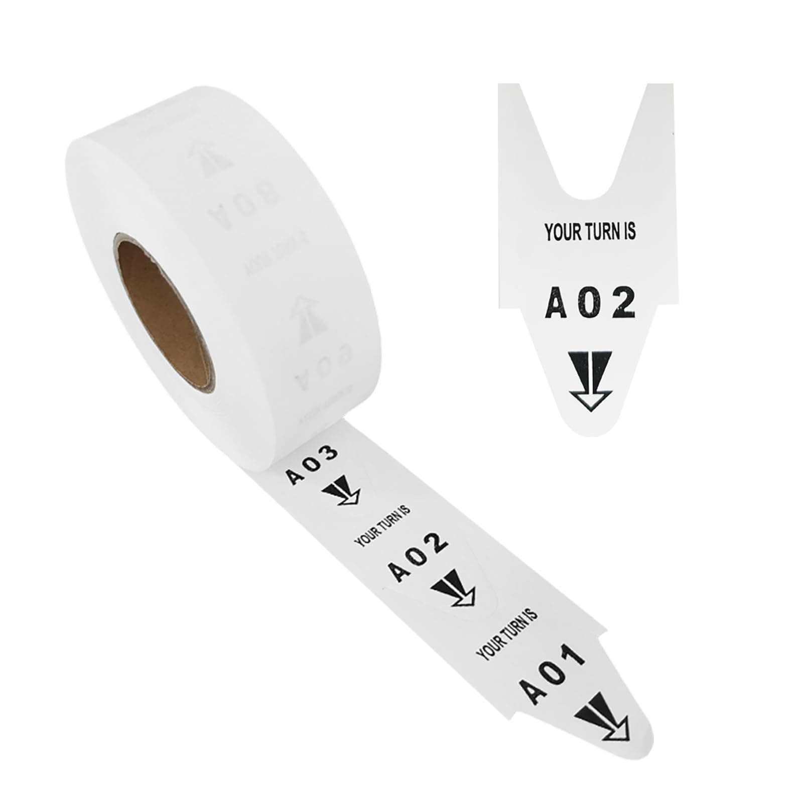 Two-Digit Turn-O-Matic White Take-a-Number Tickets T-80 1 roll of 2000 Tickets 5 Group Number from A01-E99