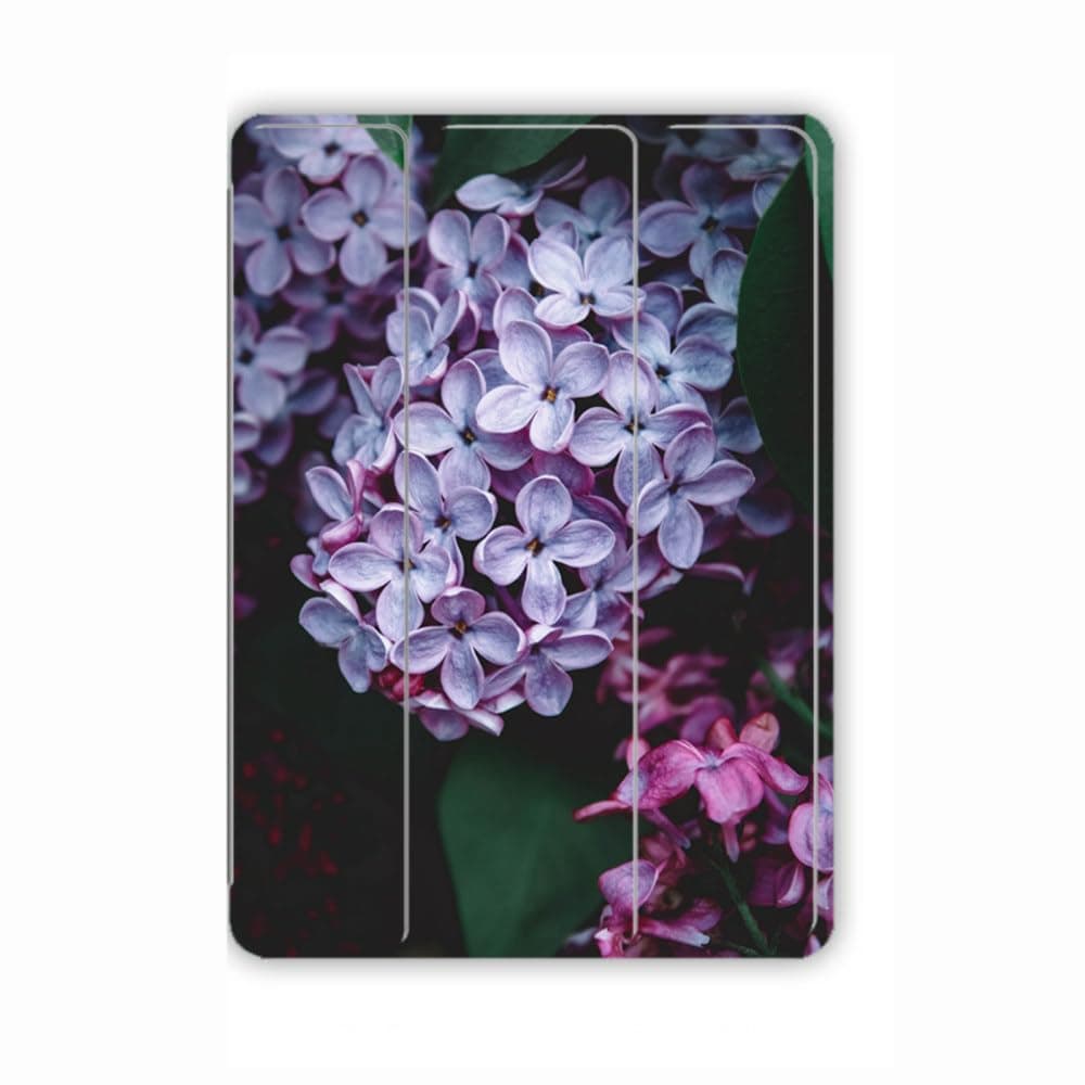 Case For Case For Ipad 10.9 Inch Air 4/5 2022/2020, Ipad Air 4Th/5Th Generation Case With Pencil Holder, Shockproof Lightweigt Trifold Stand Shell Slim Clear Transparent Back Cover,Purple Flower Succ
