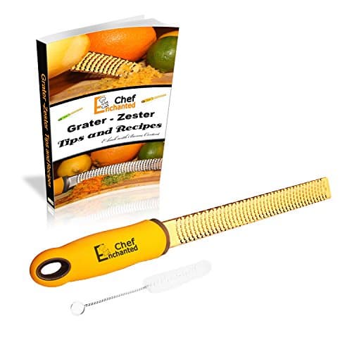 Lemon Zester Cheese Grater Kitchen Tool Gift - Citrus, Spice, Herb, Chocolate, Vegetable Recipes (Yellow)