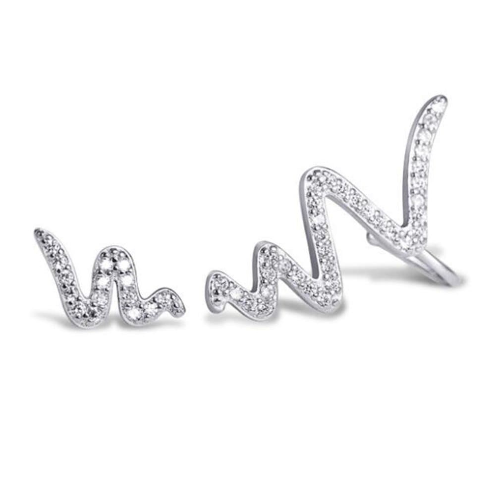 Hanie Irregular Pierced Cuff Small Snake Form Earrings Wrap Stud 925 Sterling Silver