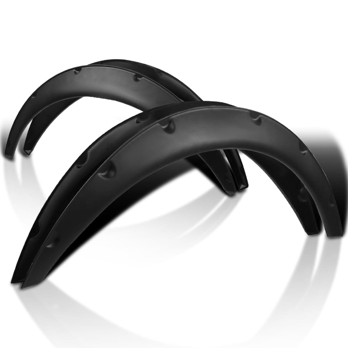 Spec-D Tuning 4PC Front + Rear Universal Flexible Car Fender Flares Black Durable Extra Wide Body Kit Wheels