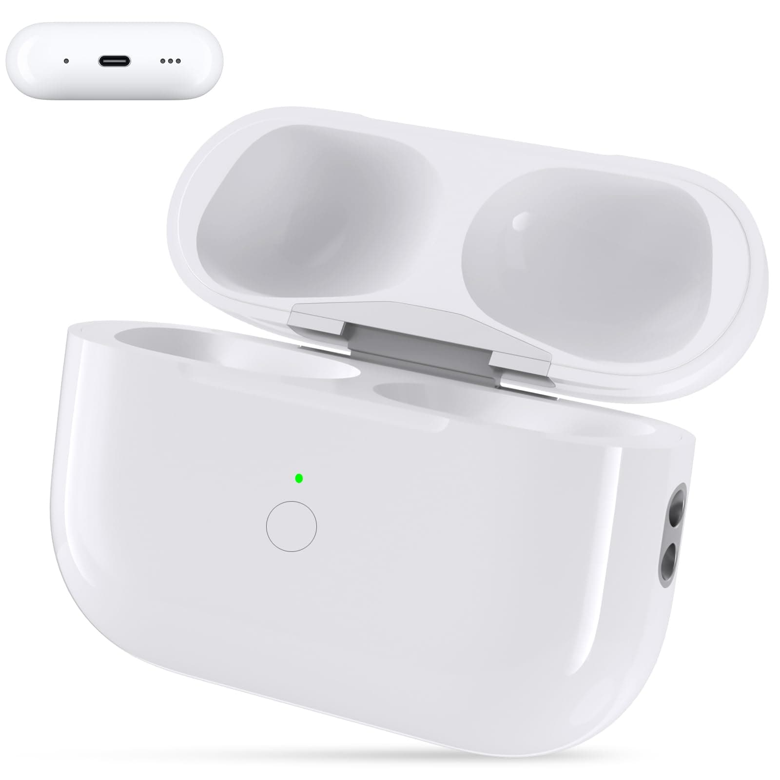Wireless Charging Case for AirPods Pro 1st / 2nd Gen with Type-C Charging Port, Compatible with AirPod Pro 2nd Generation Replacement Case, with Blue-Tooth Sync Button, No Earbuds
