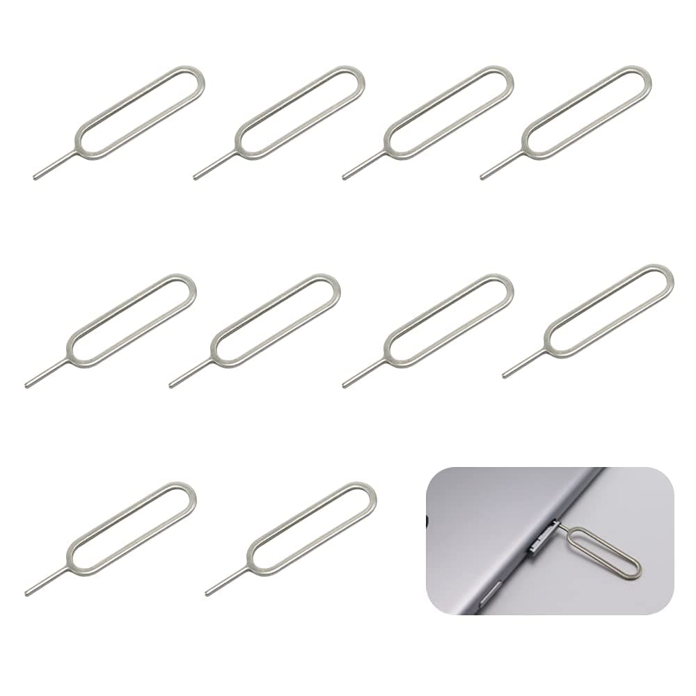 10Pcs SIM Card Removal Openning Tool, Tray Eject Pins Needle Opener, Universal Sim Ejector Tool for iPhone, HTC, Samsung Galaxy, Smartphone