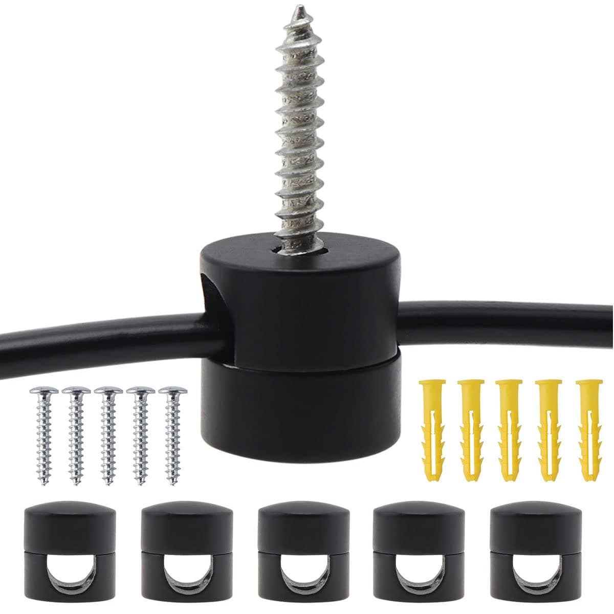 RTNLIT Swag Hook for Chandelier Ceiling Lights Cable, Lamp Hook for Fabric Electrical Cord Cable Hanging Pendant Lighting Fixtures(Black, Pack of 5)